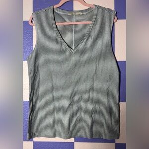 NWT J Brand V Neck Tank in White / Black Stripe *flawed* - Size L